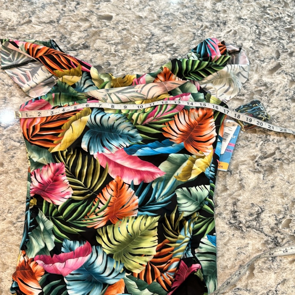 Swim Solutions Off Shoulder Tummy Control One Piece NWT 16 - Picture 9 of 12